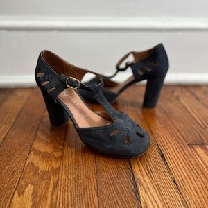 Jeffrey Campbell navy suede heels